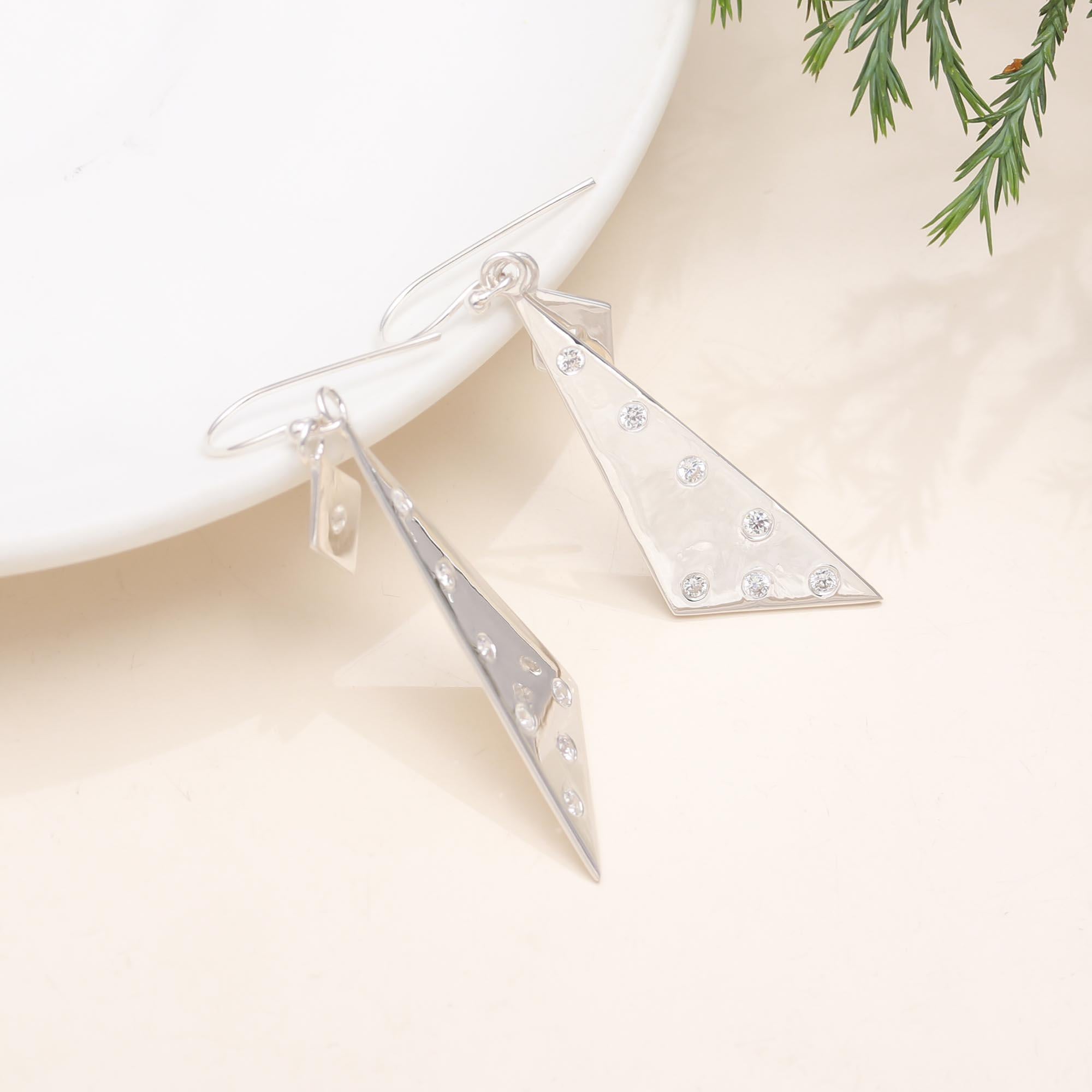 925 Silver Textured Dangle Earrings