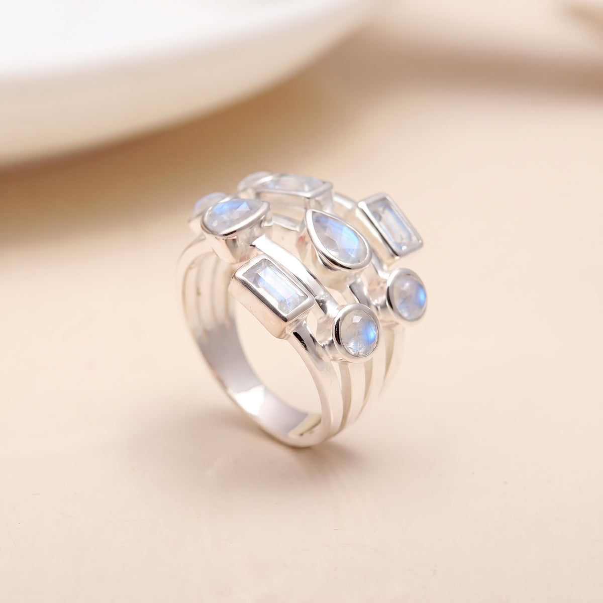925 Silver Multi-Shape Garnet Ring