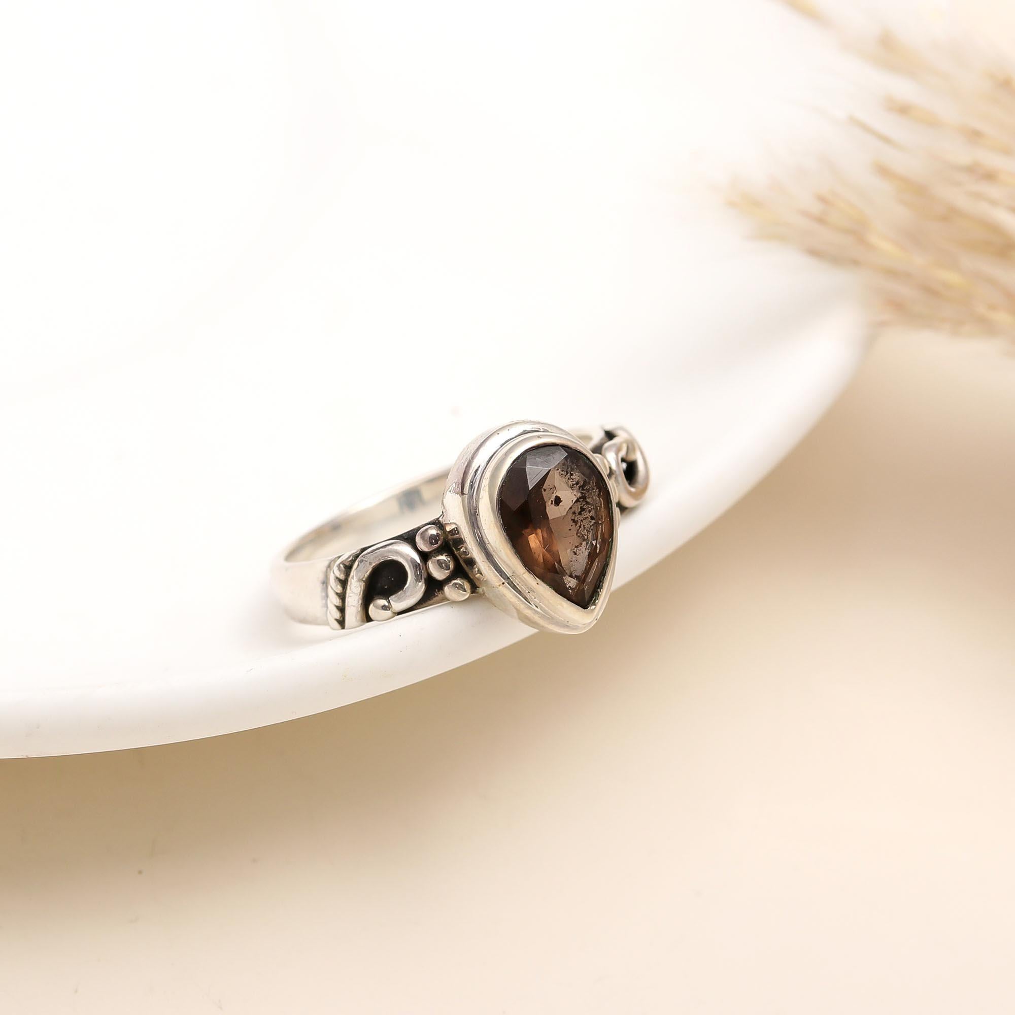 925 Silver Smoky Quartz Ring