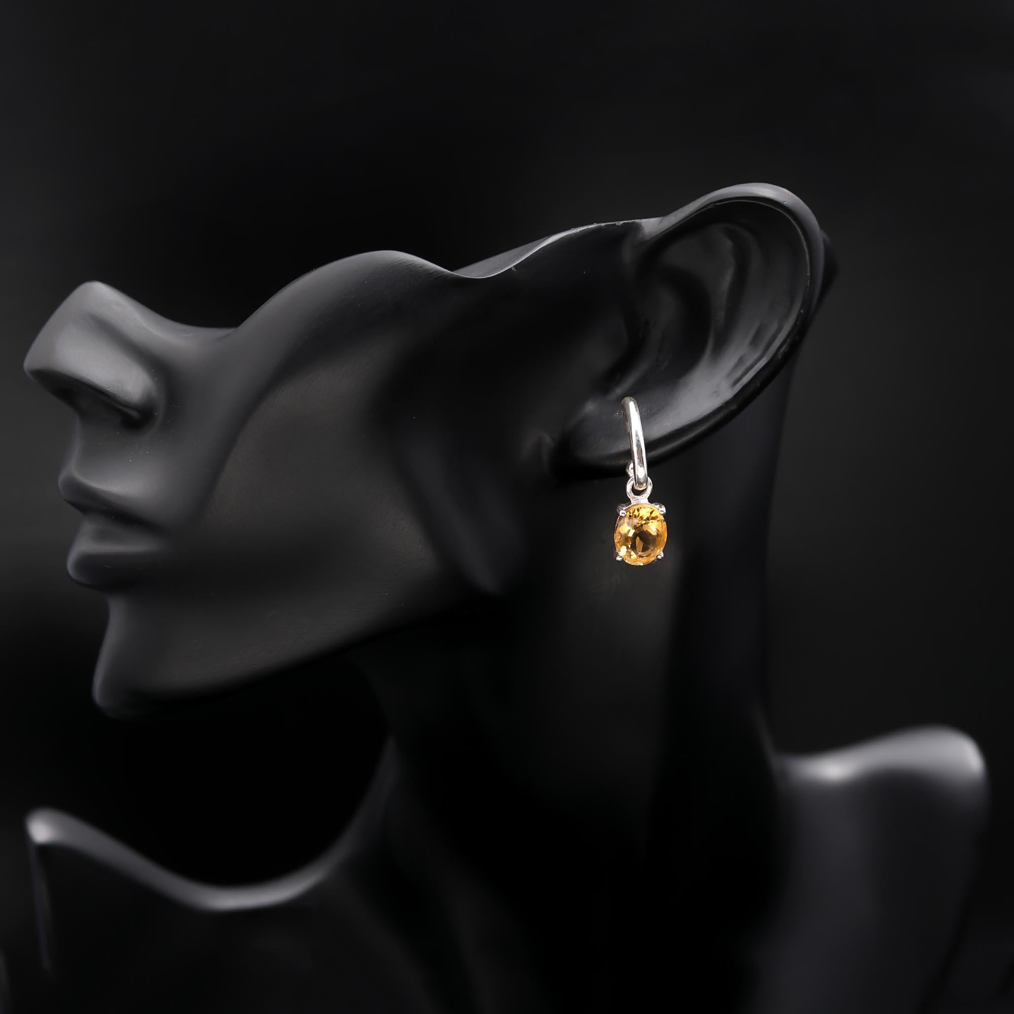The Golden Drop: Citrine & Silver J-Hoop Earrings