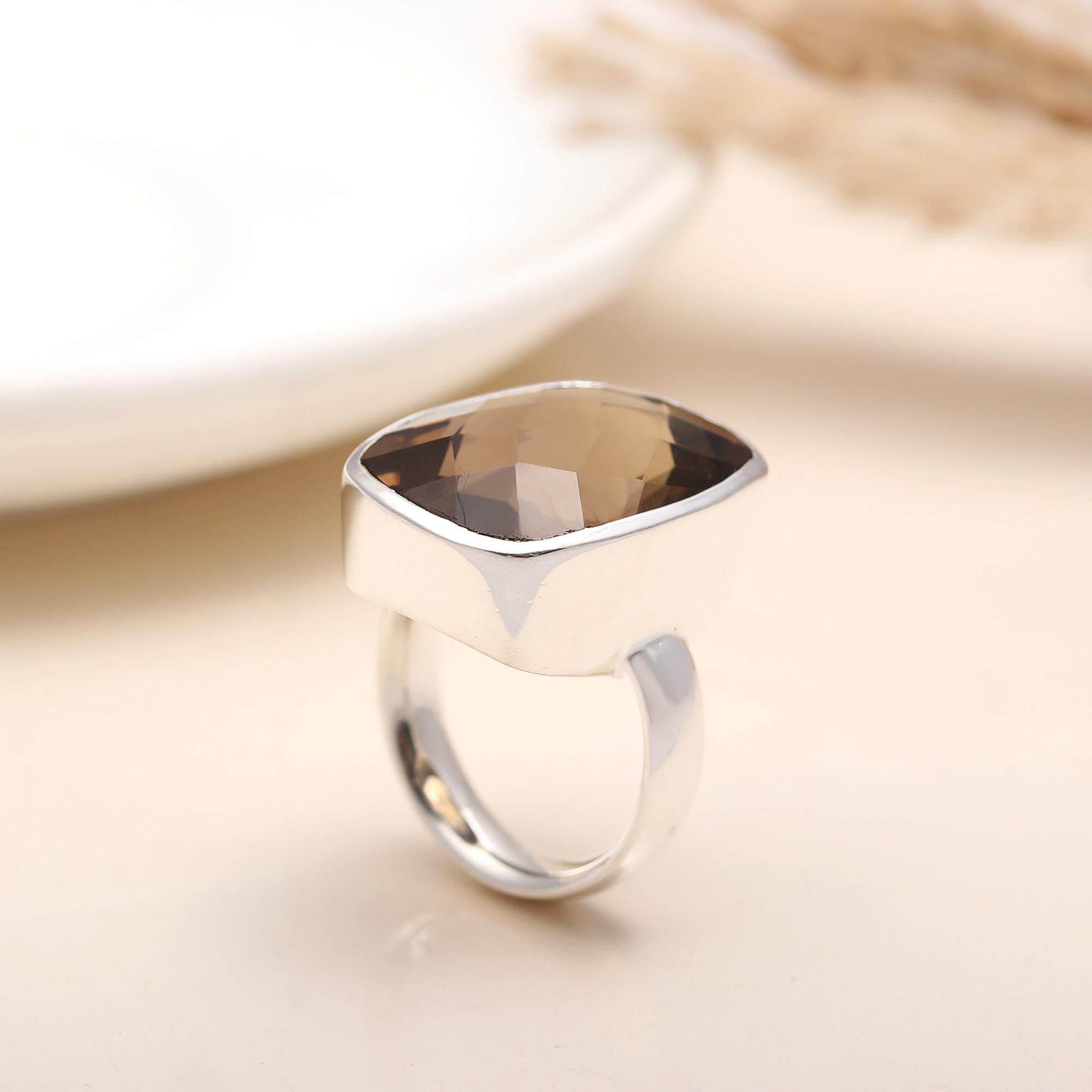 925 Silver Smoky Quartz Ring