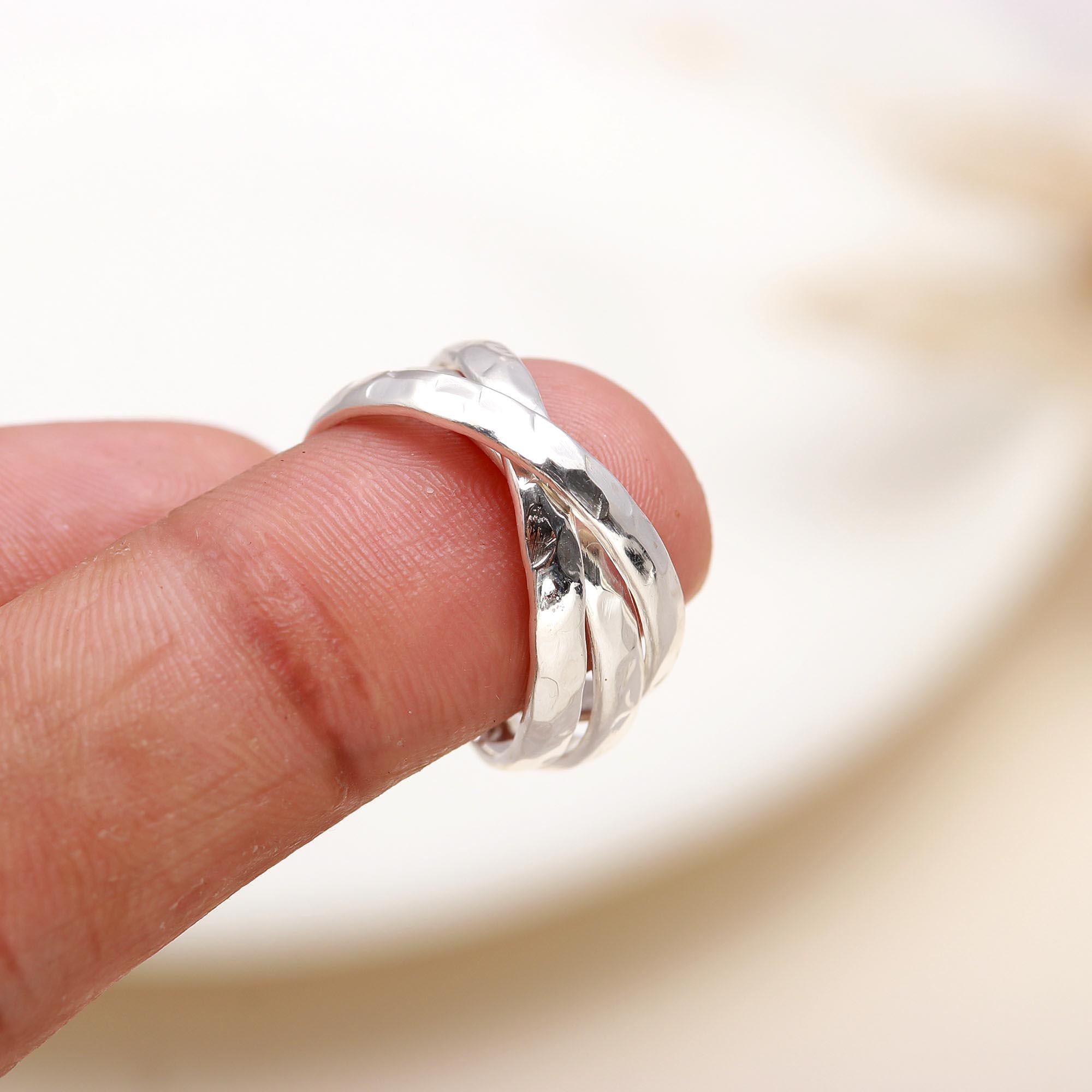925 Silver Hammered Band Ring