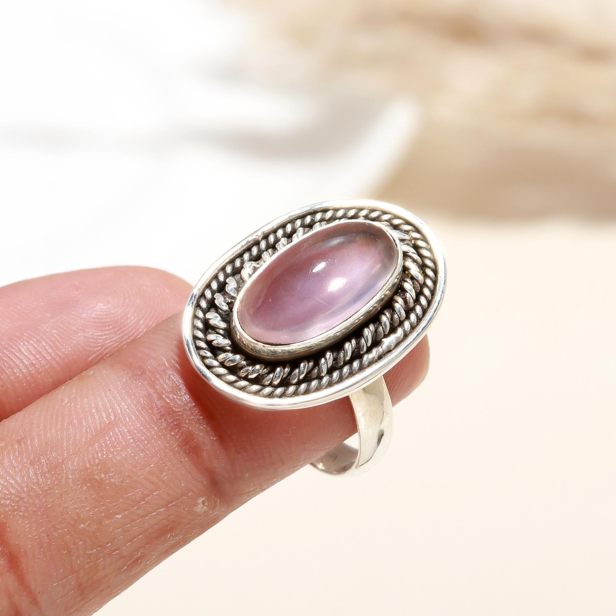 925 Silver Rose Quartz Ring