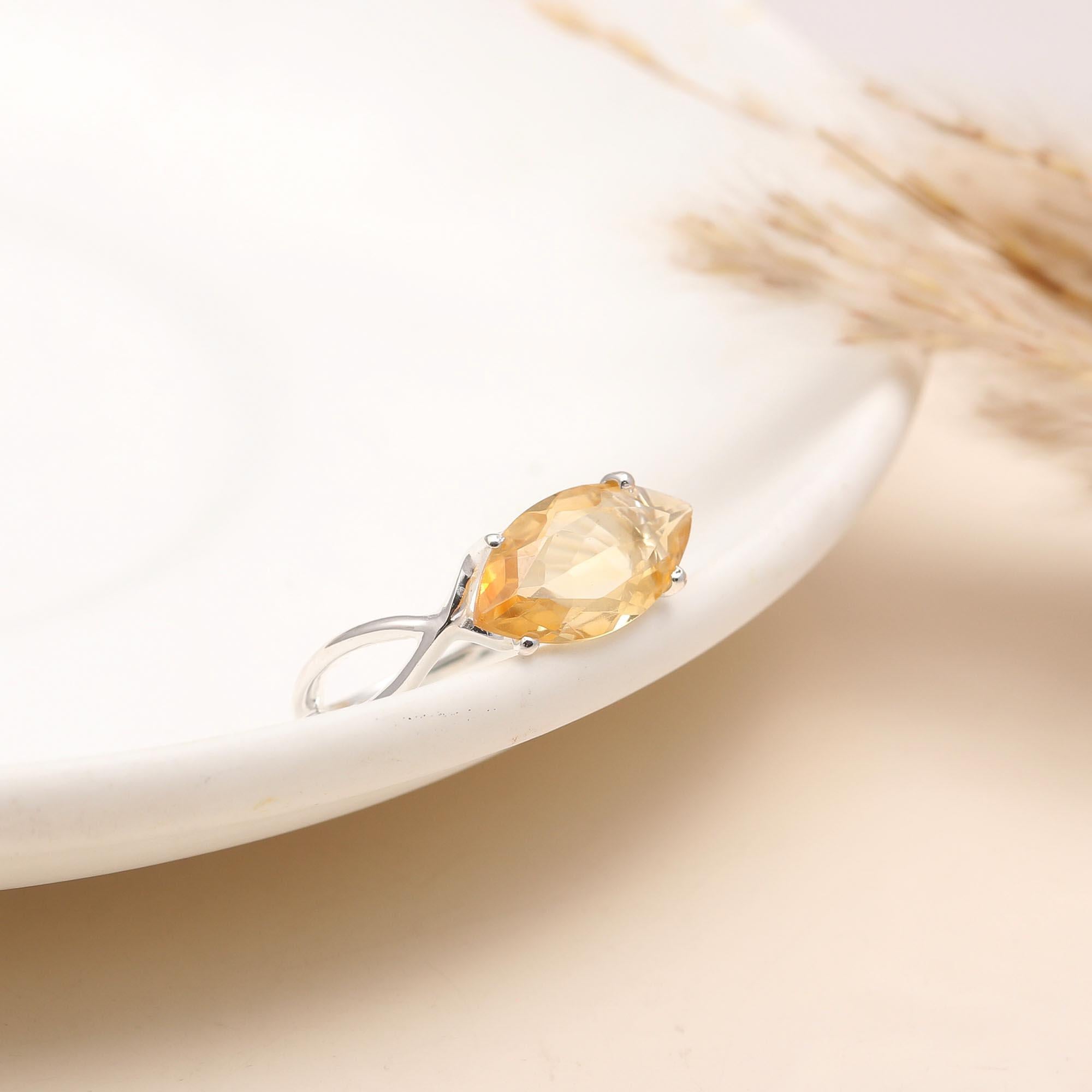925 Silver Citrine Ring
