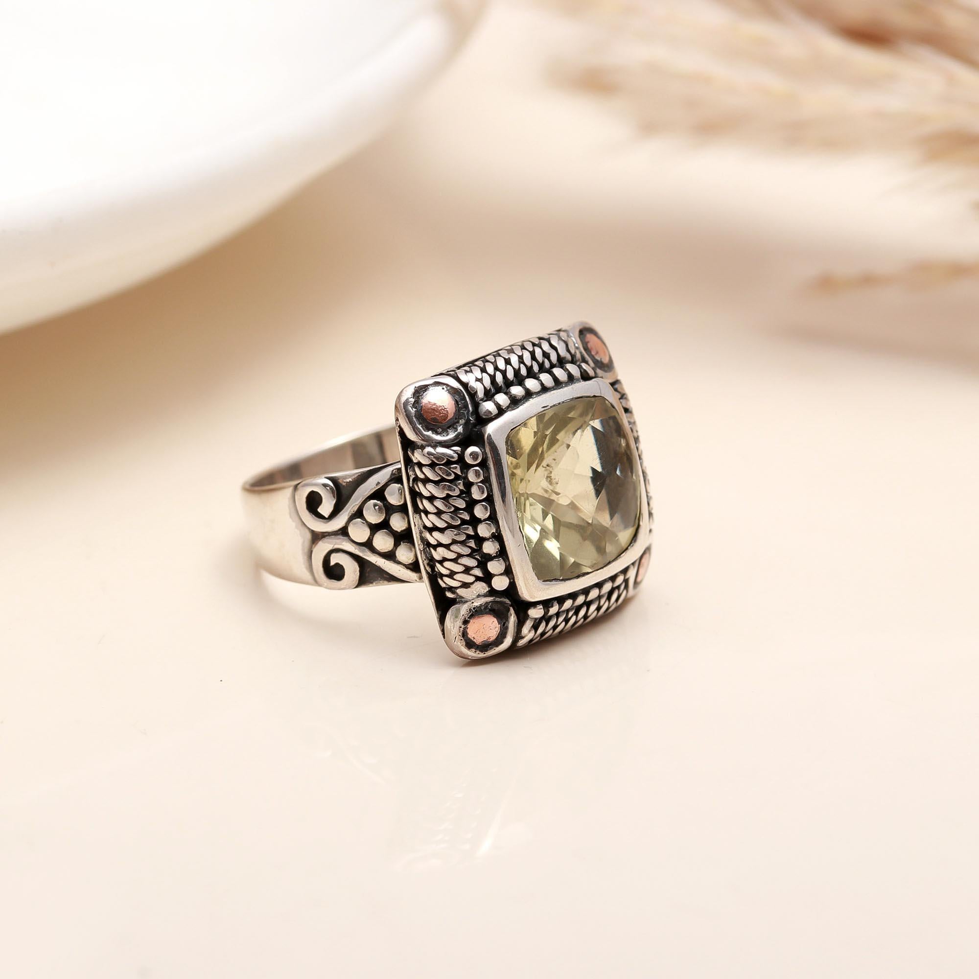 925 Silver Green Amethyst Ring