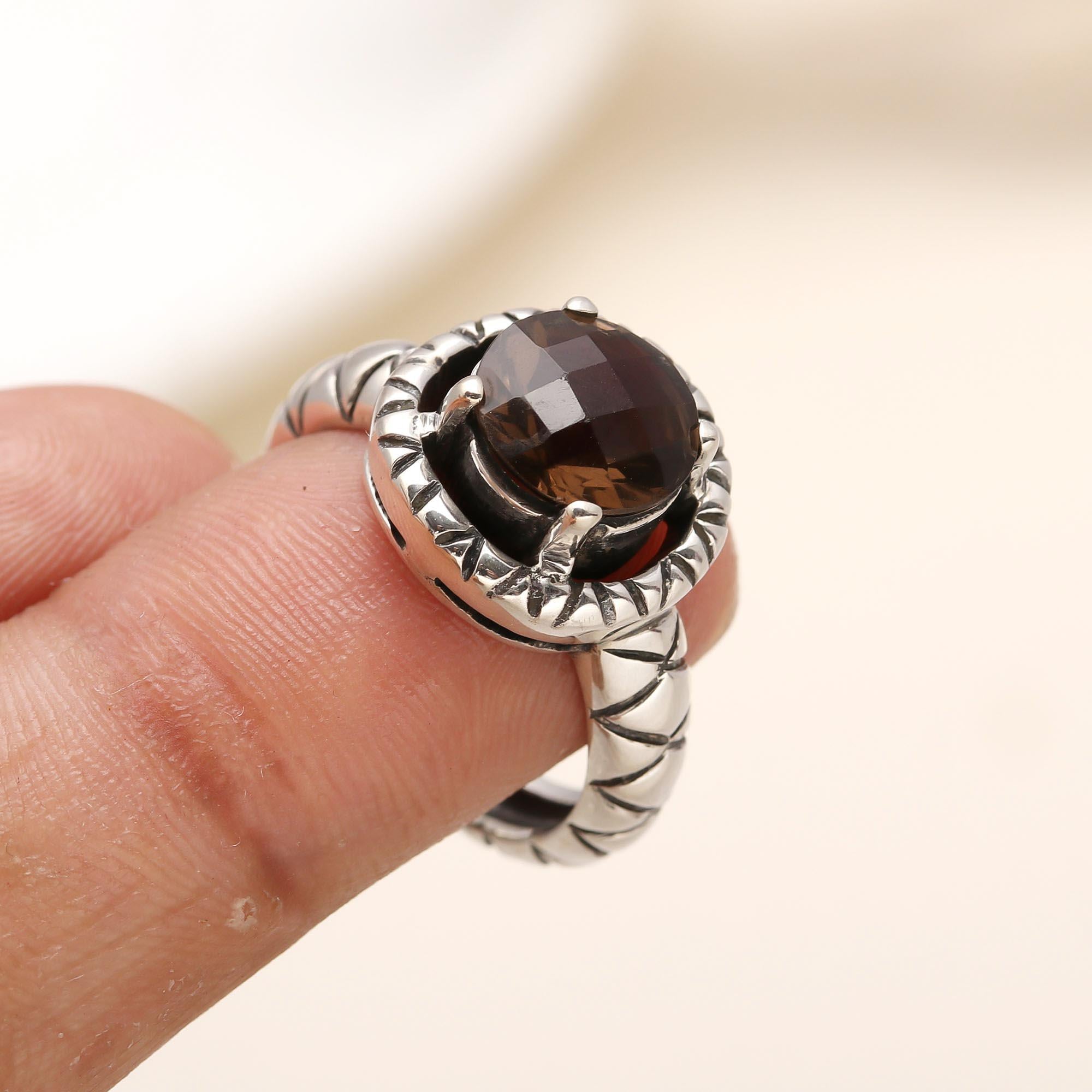 925 Silver Smoky Quartz Ring