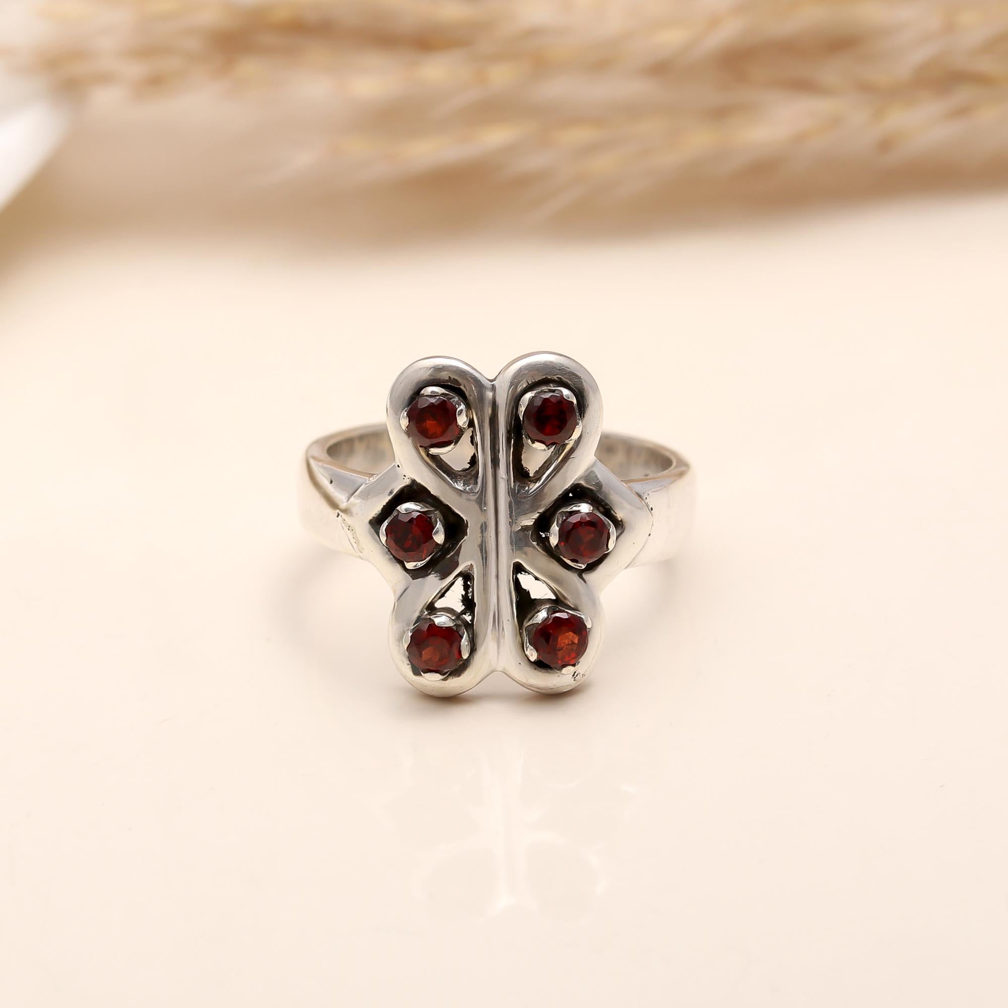 925 Silver Garnet Ring