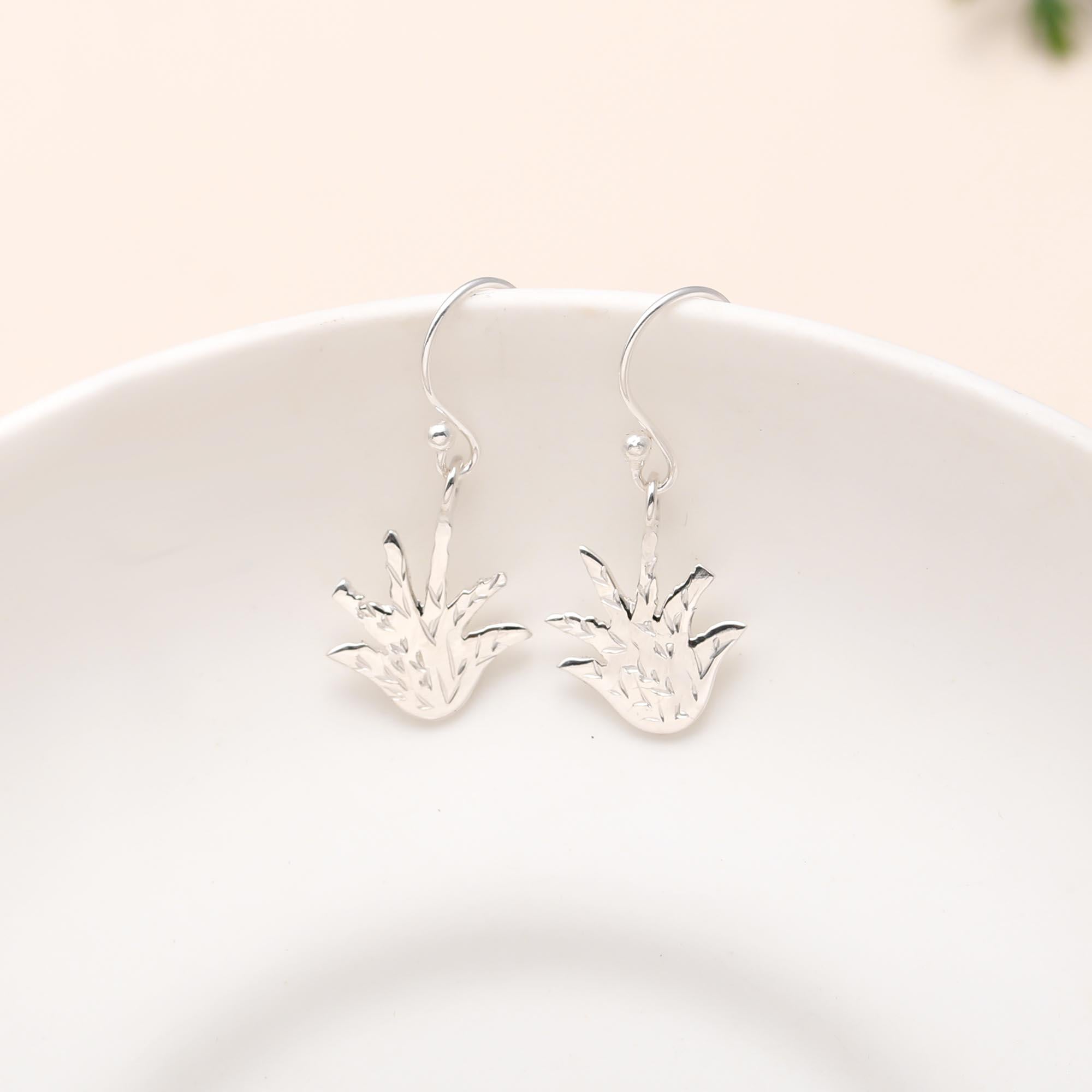 925 Silver Palm Leaf Dangle Earrings