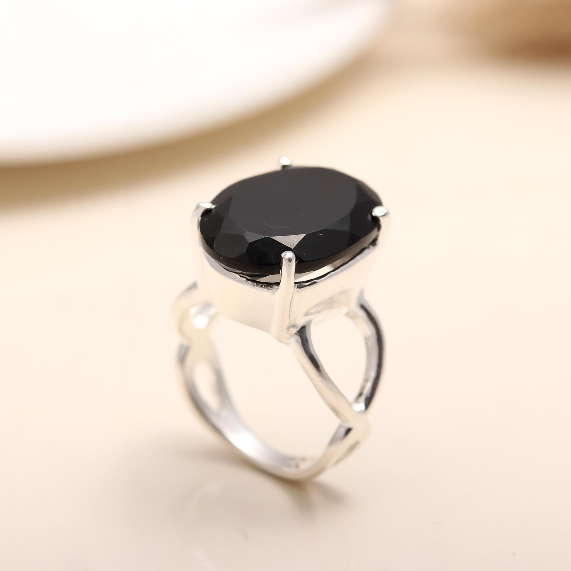 925 silver oval black onyx ring