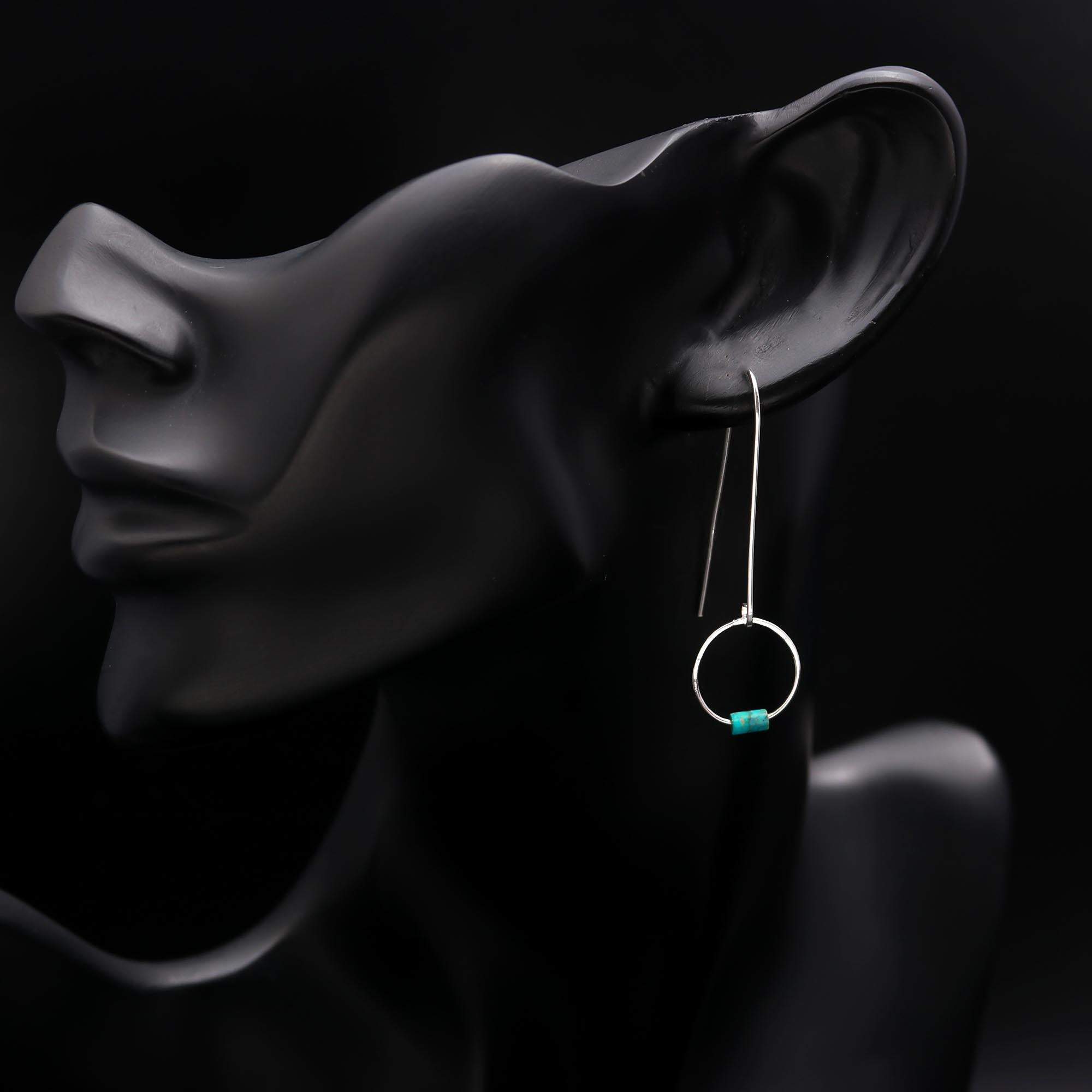 925 Silver Turquoise Beads Drop Earrings