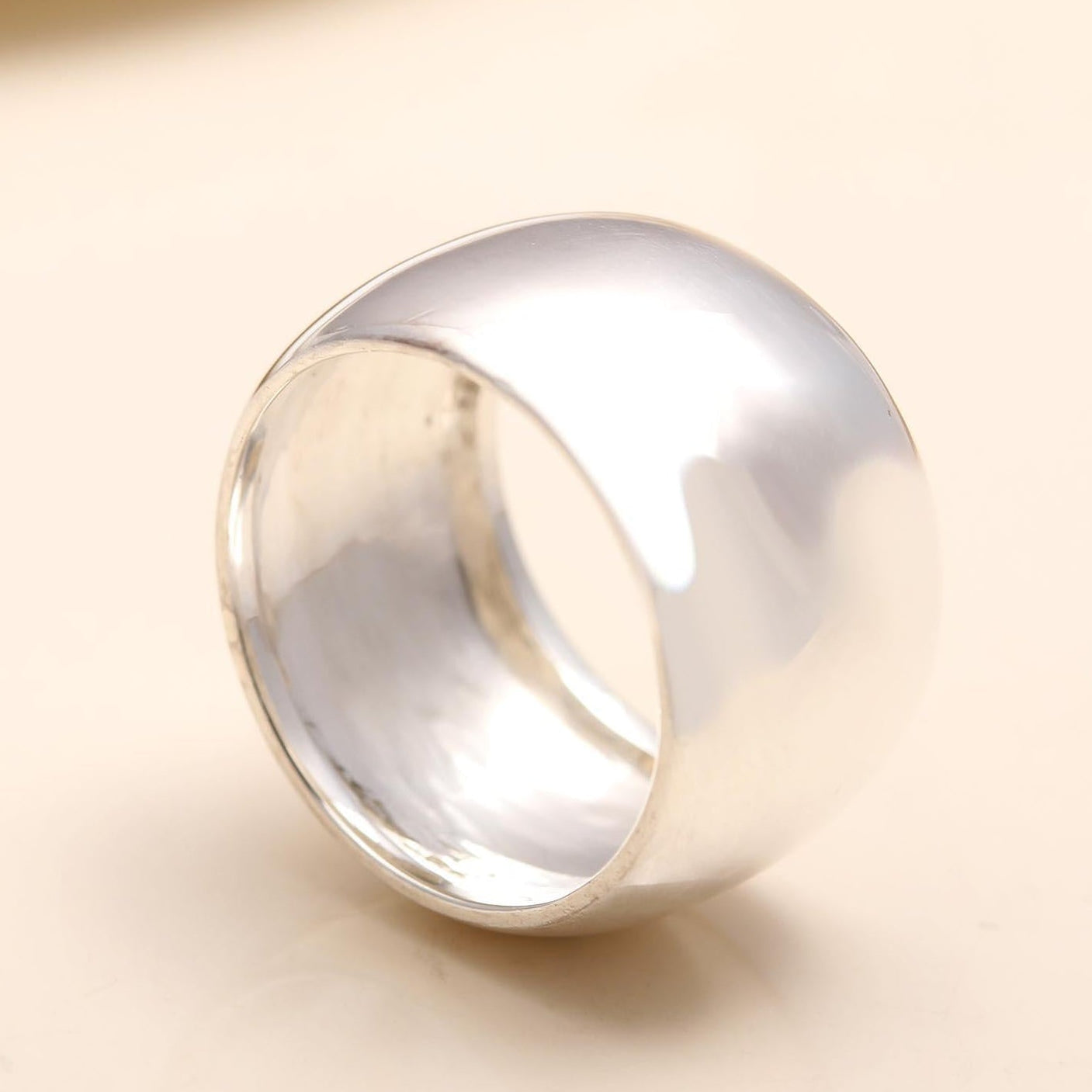 925 Silver Wide Dome Statement Ring close-up