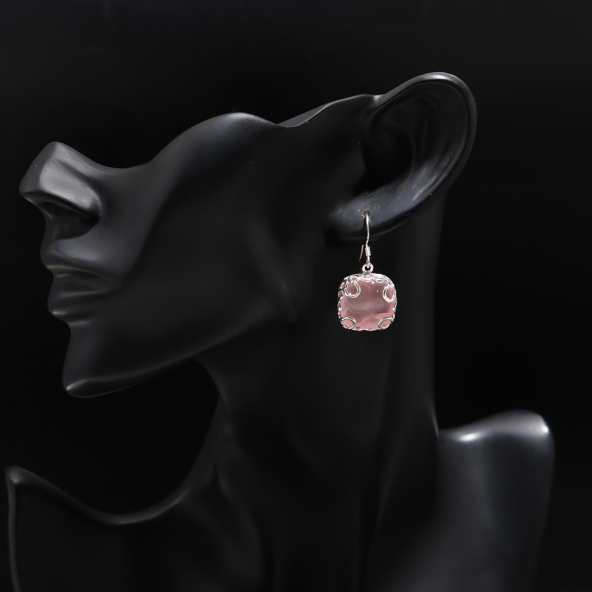 The Rosy Dawn: Rose Quartz & Silver Teardrop Earrings