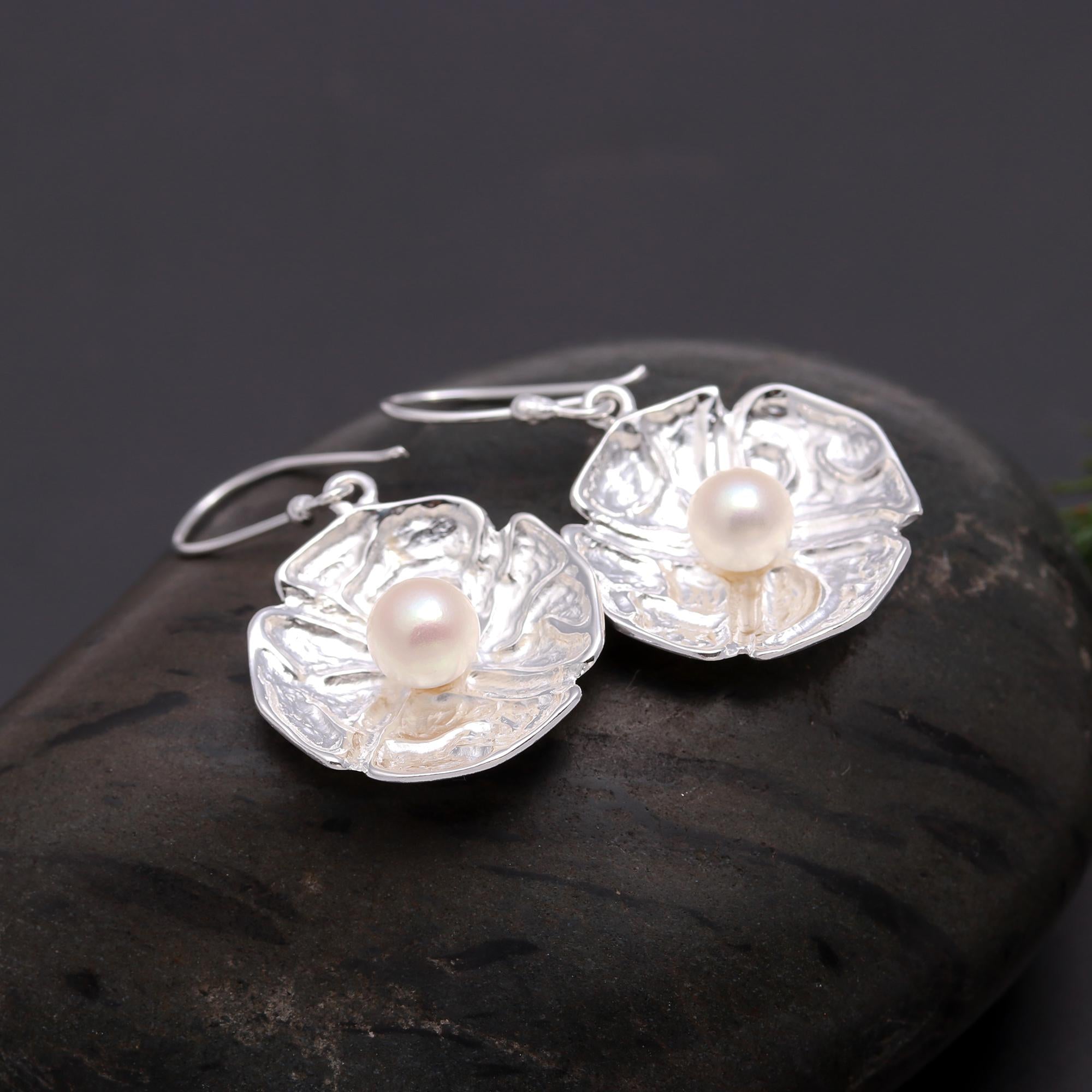 925 Silver Freshwater Pearl Dangle Earrings