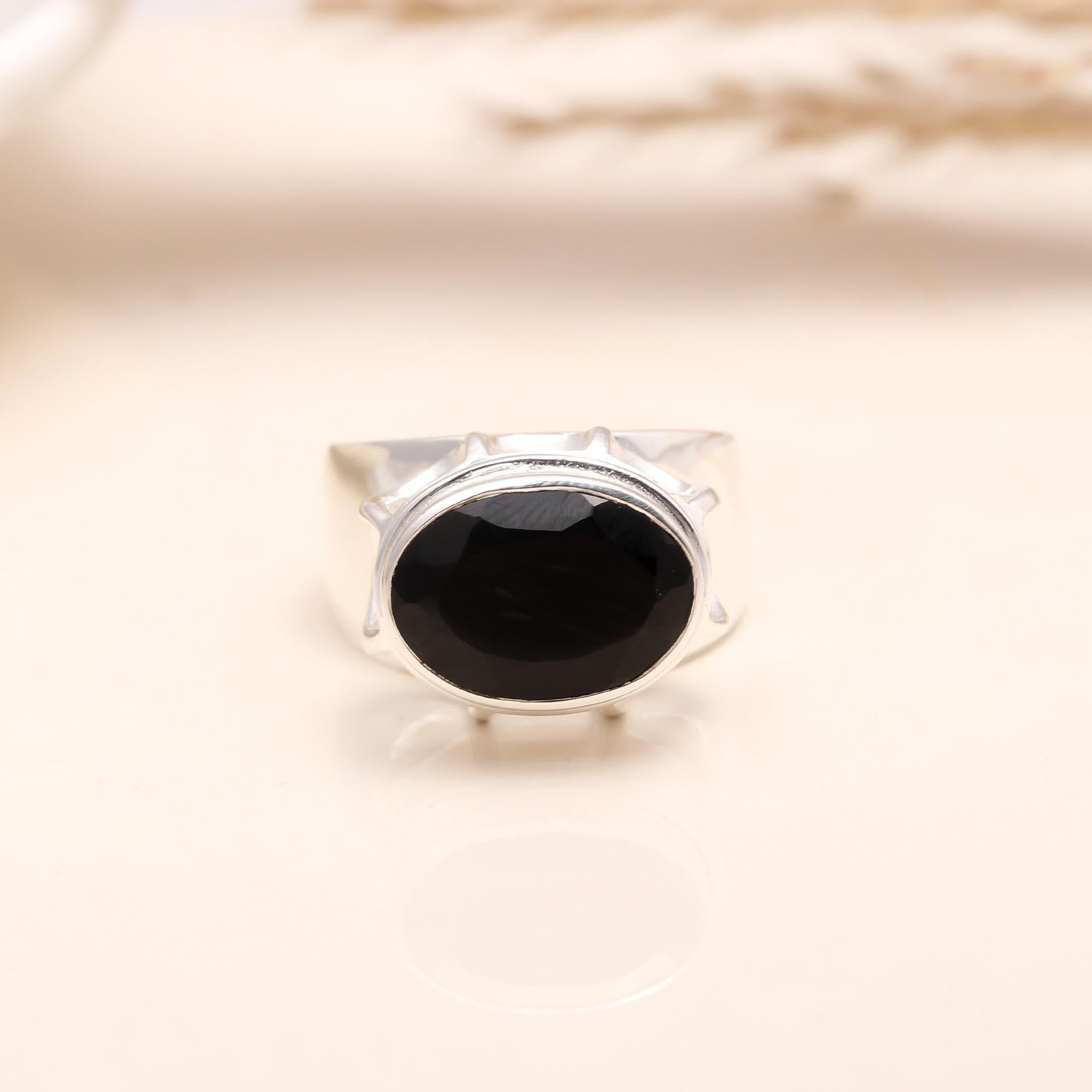 Oval Black Onyx Ring for Women
