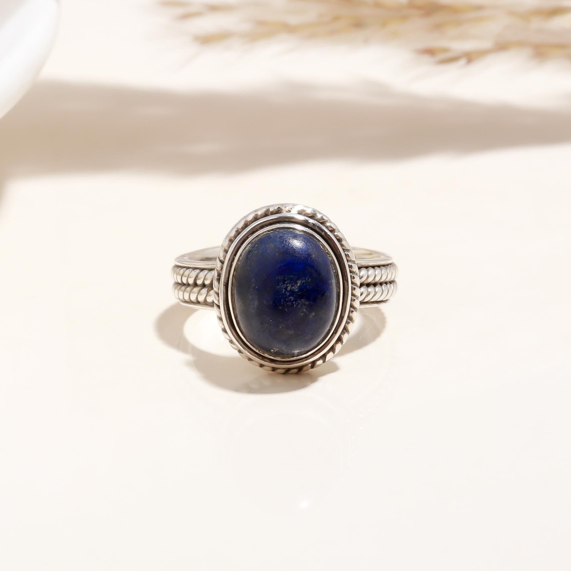 The Royal Azure: Lapis Lazuli Rope Silver Ring