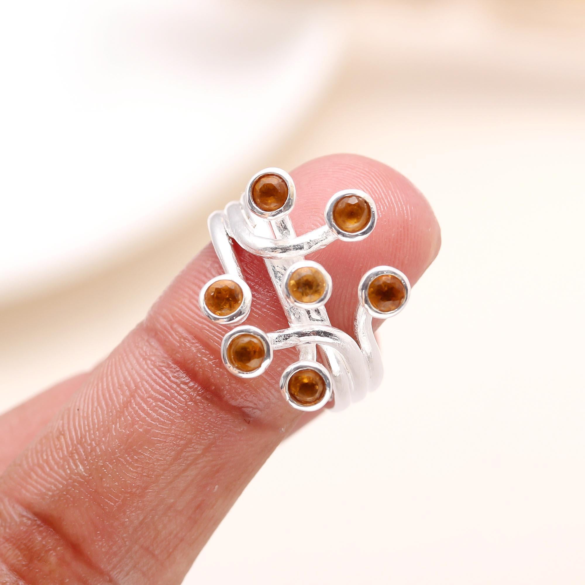 The Hessonite Spray: Multi-Level Bezel Ring