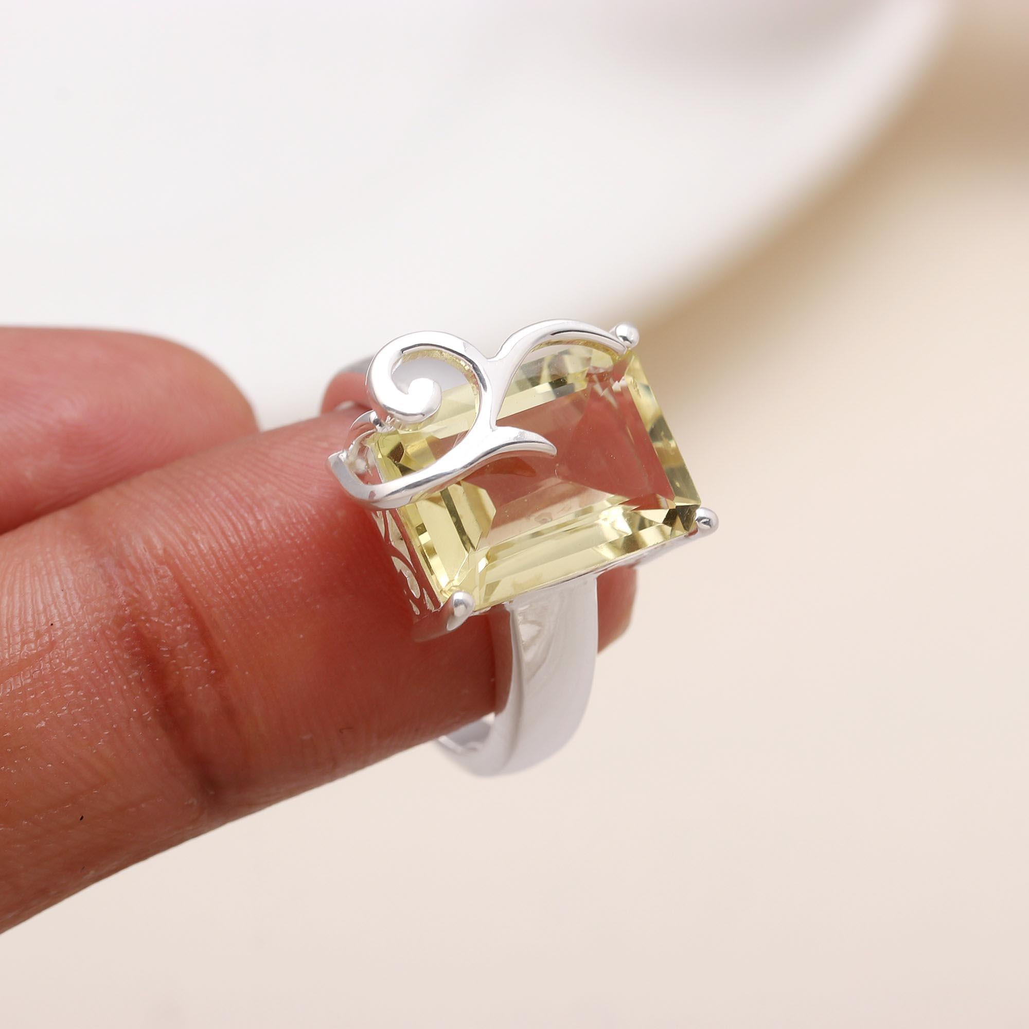 The Vintage Frame: Emerald Cut Lemon Quartz Ring