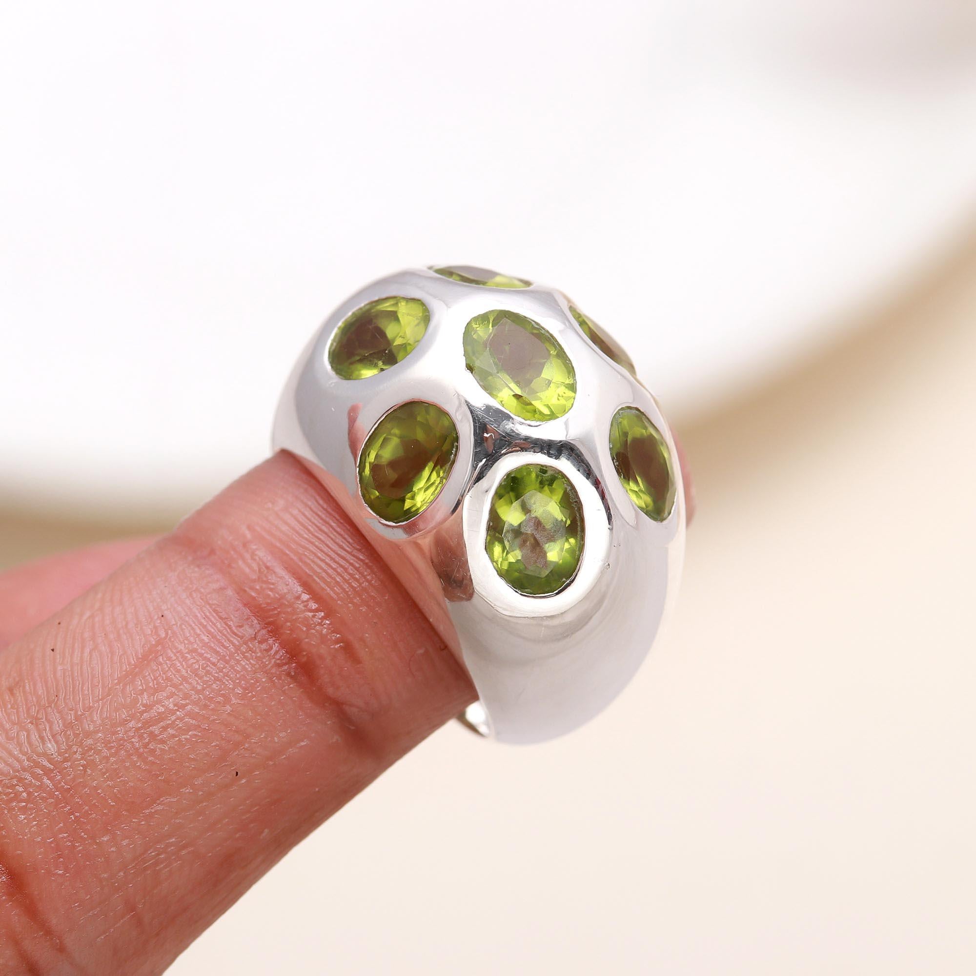 The Green Hill: Flush Set Peridot Dome Ring