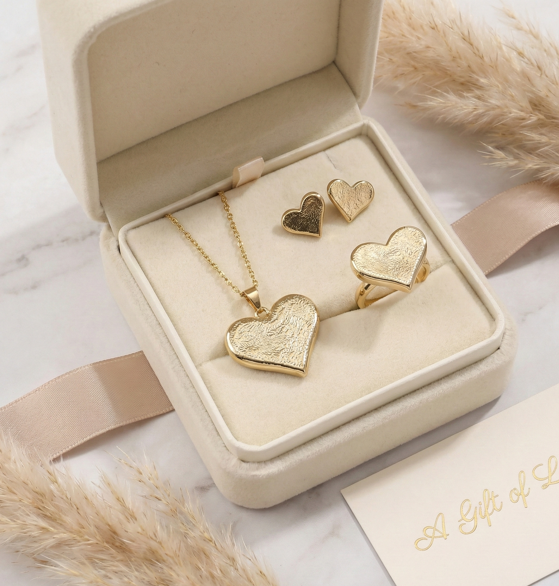 The Textured Heart: Organic 3-Piece Jewelry Gift Set
