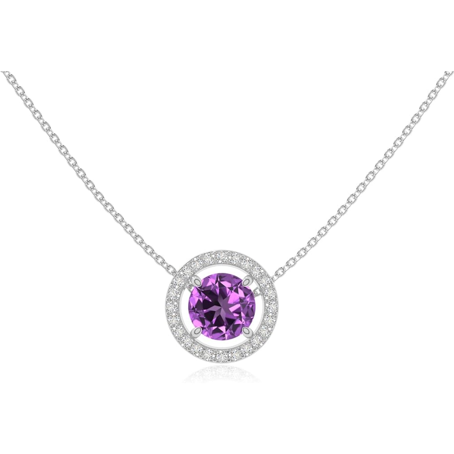 The Regal Circle: Amethyst & Moissanite Halo Necklace