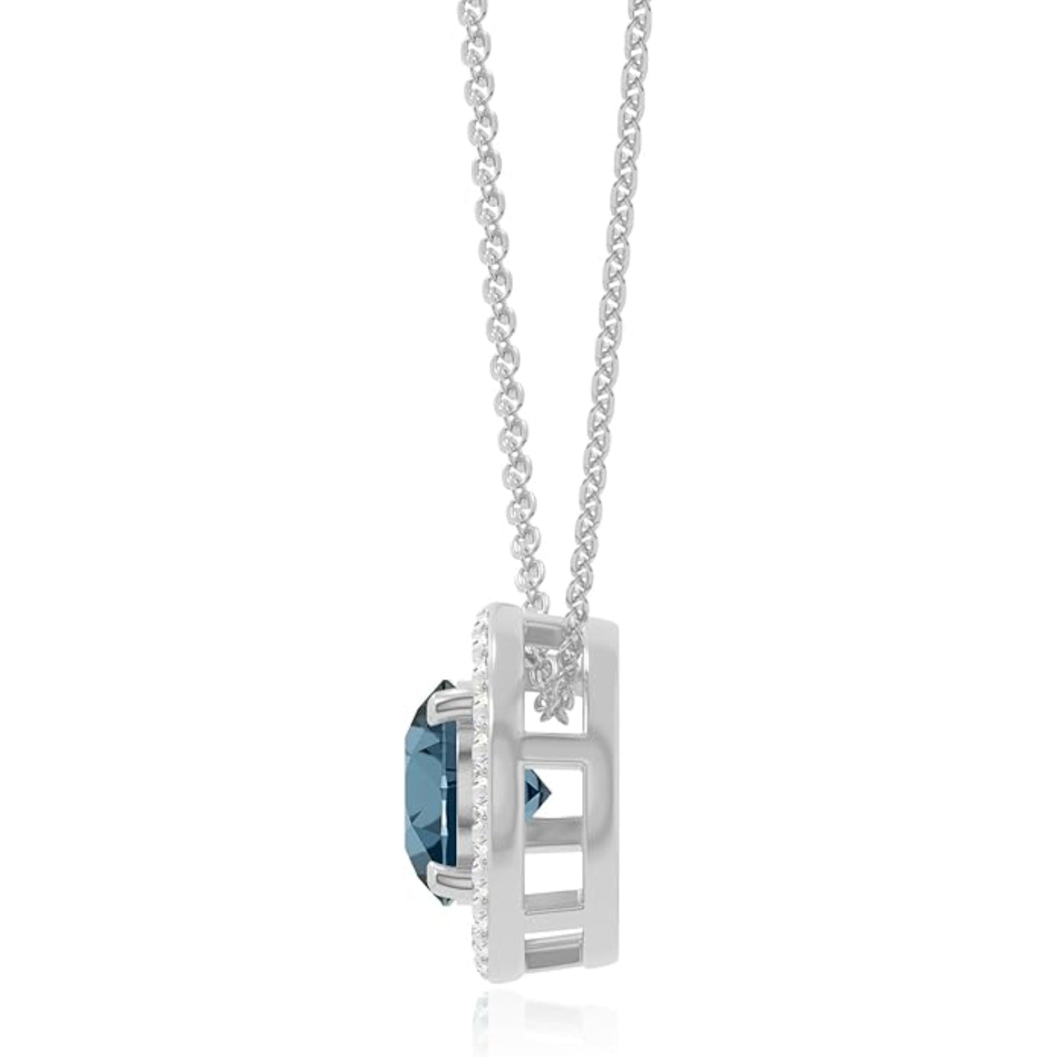 The Midnight Circle: London Blue Topaz Halo Necklace
