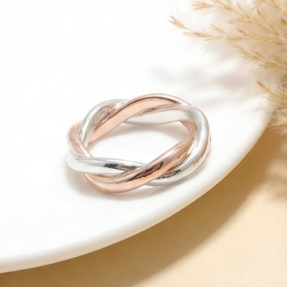 The Eternal Trinity: Twisted Rolling Band Ring