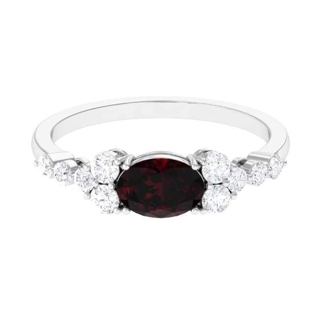 The Vintage Sparkle : Garnet & Moissanite Cluster Ring