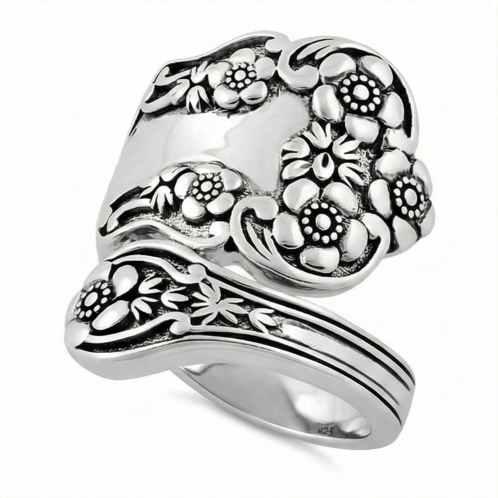The Floral Legacy: Silver Spoon Wrap Ring