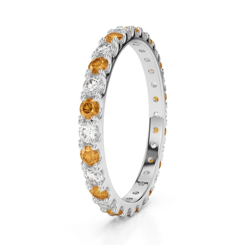 The Golden Rhythm : Citrine & Moissanite Eternity Band