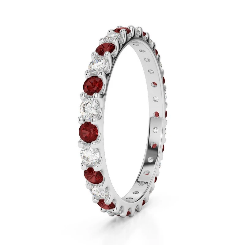 The Crimson Rhythm : Garnet & Moissanite Eternity Ring