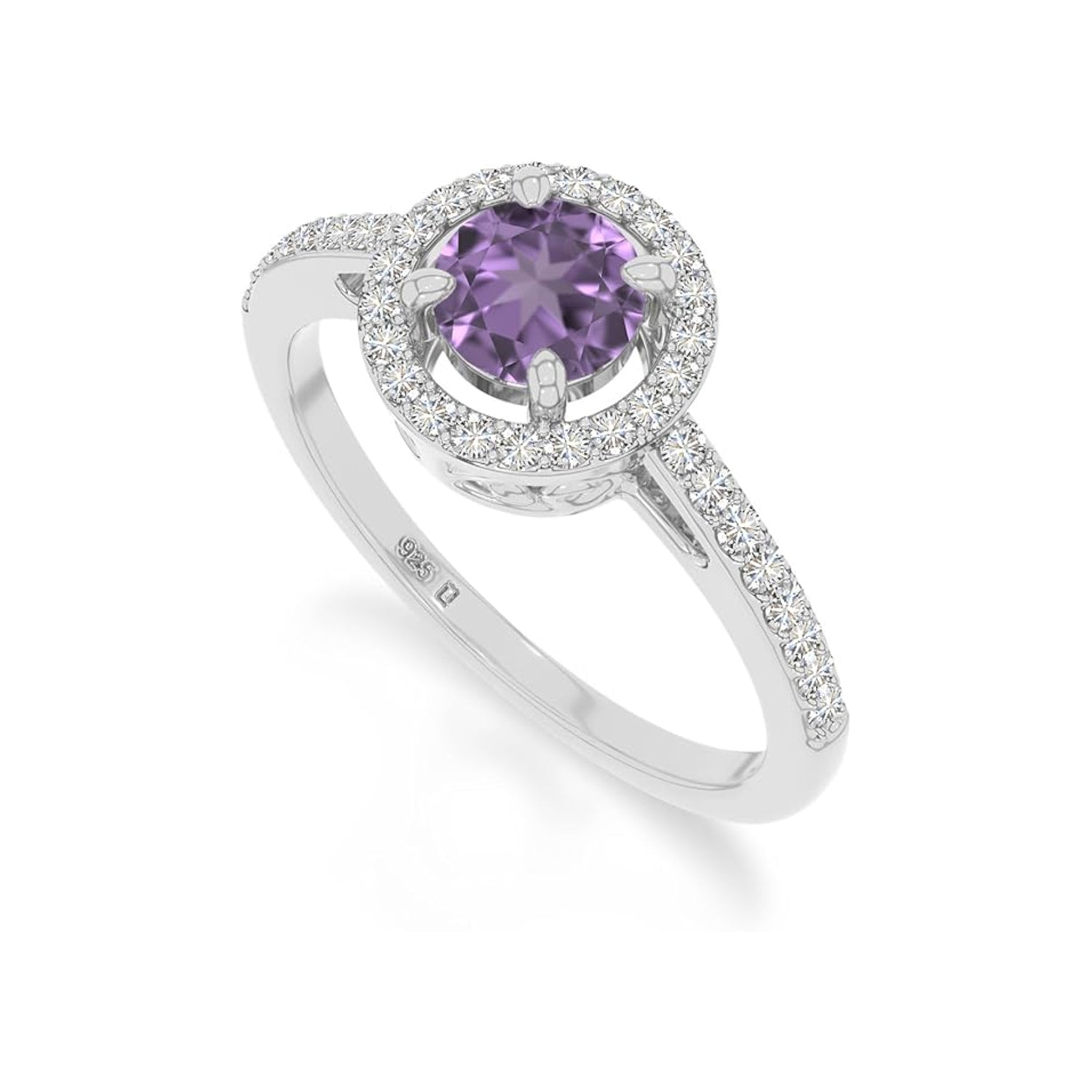 The Regal Violet: Amethyst & Moissanite Halo Ring
