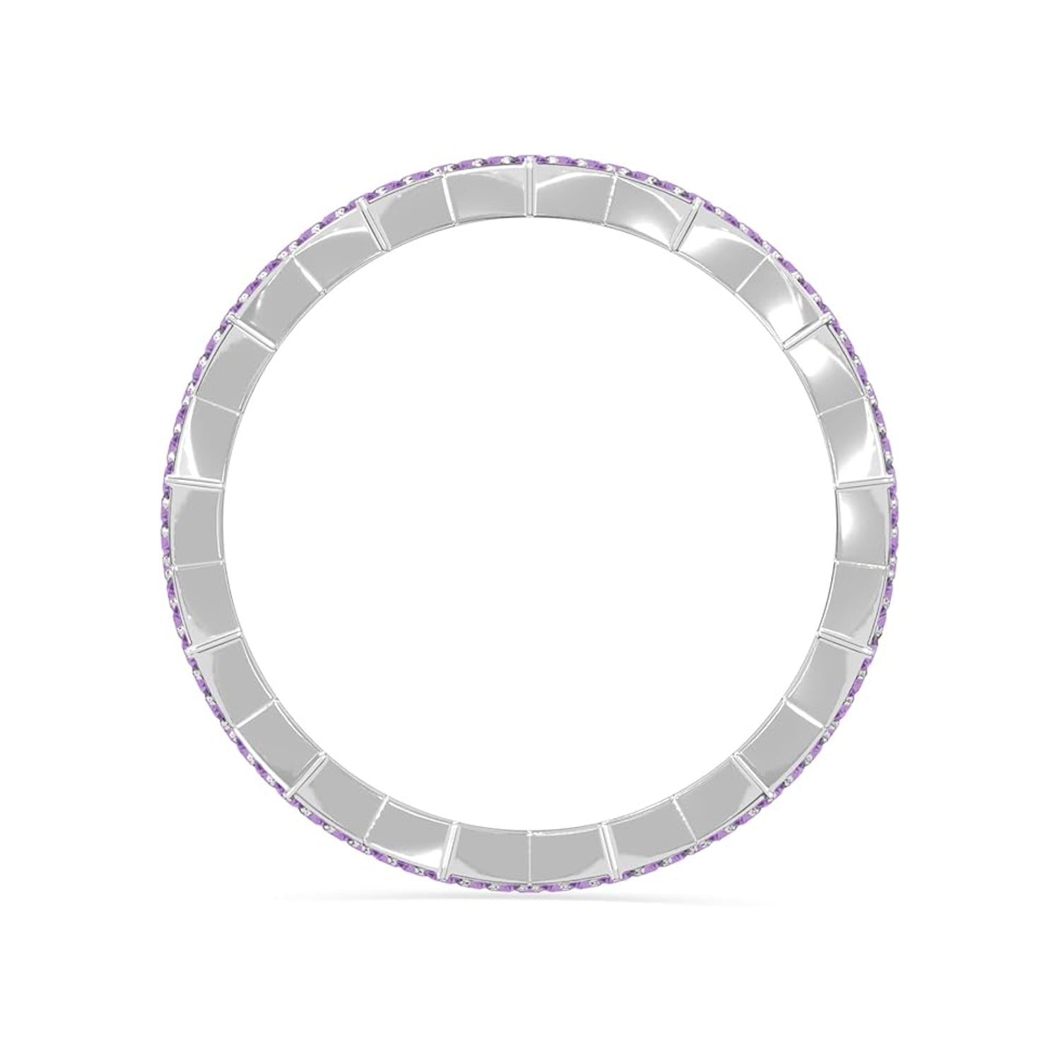 The Geometric Pulse: Amethyst Pave Zigzag Ring