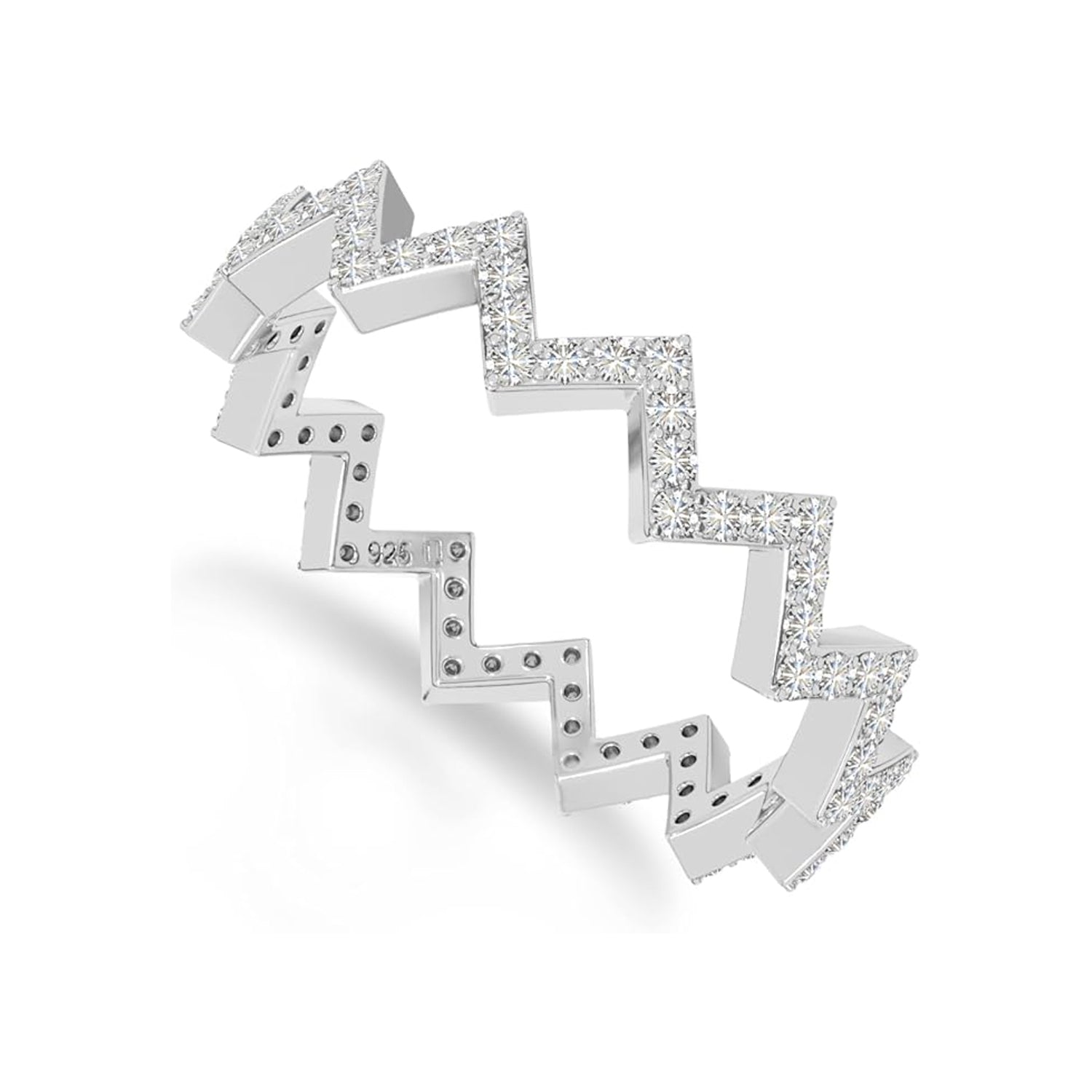 The Geometric Pulse: Amethyst Pave Zigzag Ring