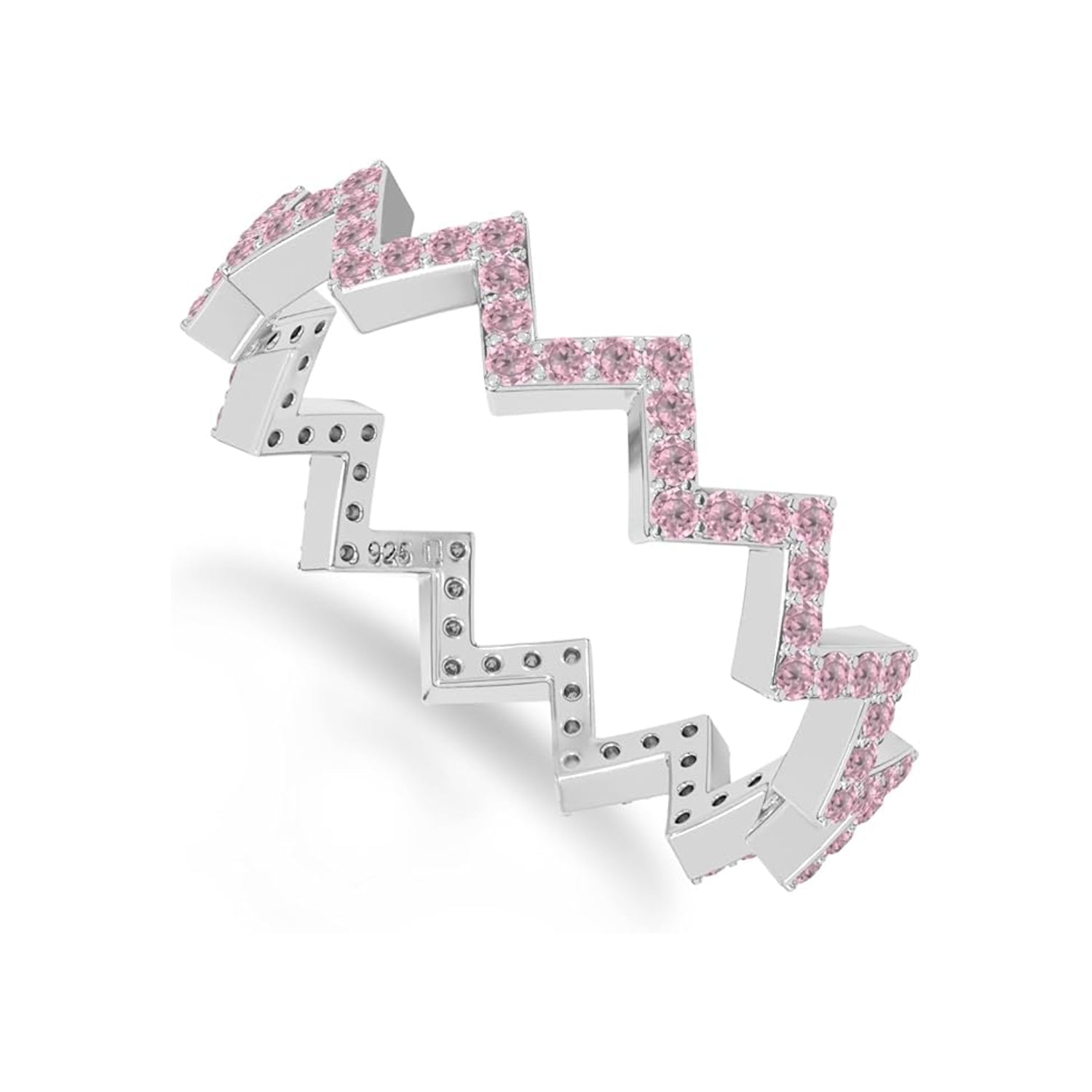 The Geometric Pulse: Amethyst Pave Zigzag Ring