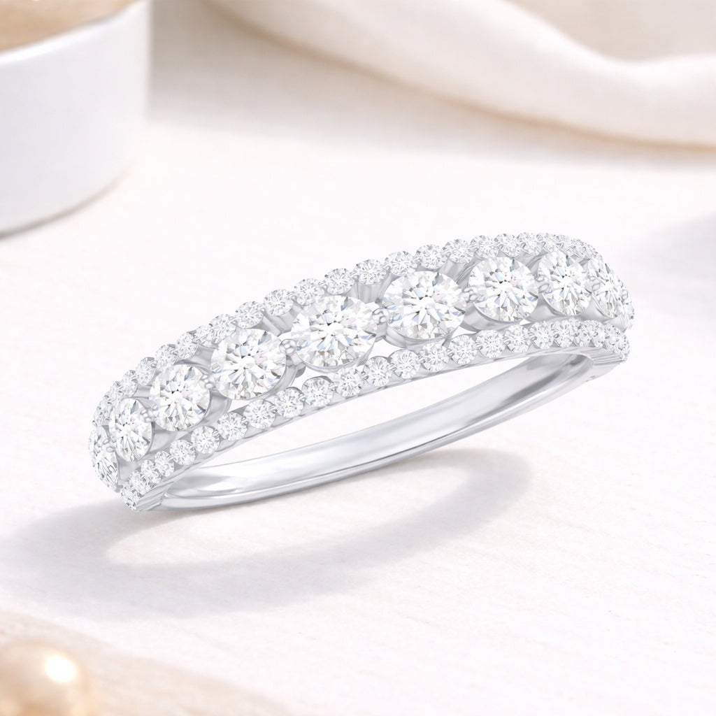 The Triple Radiance: 2.06ct Moissanite Multi-Row Eternity Band