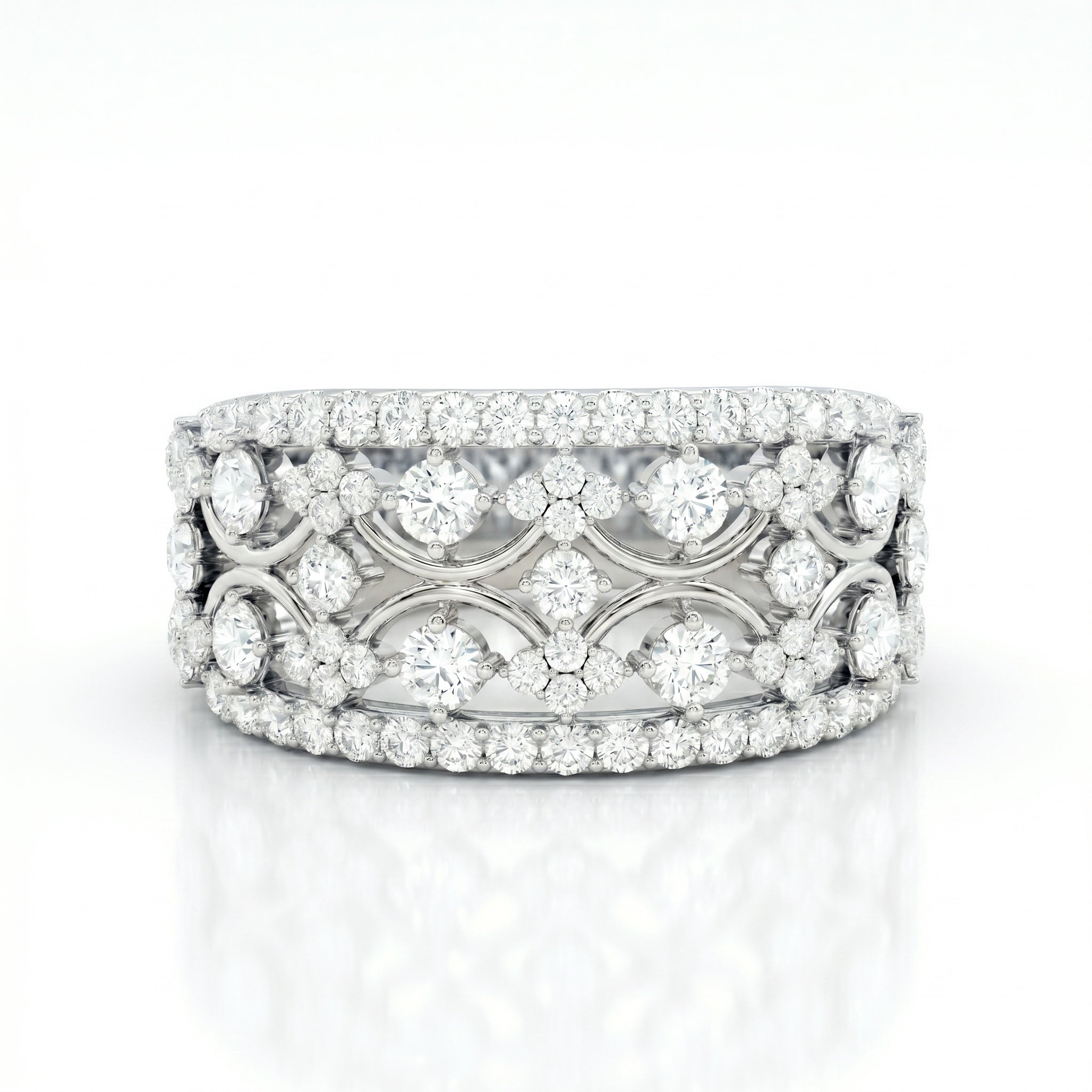 925 Sterling Silver 2.5 Carat Round Moissanite Cluster Women Wedding Ring