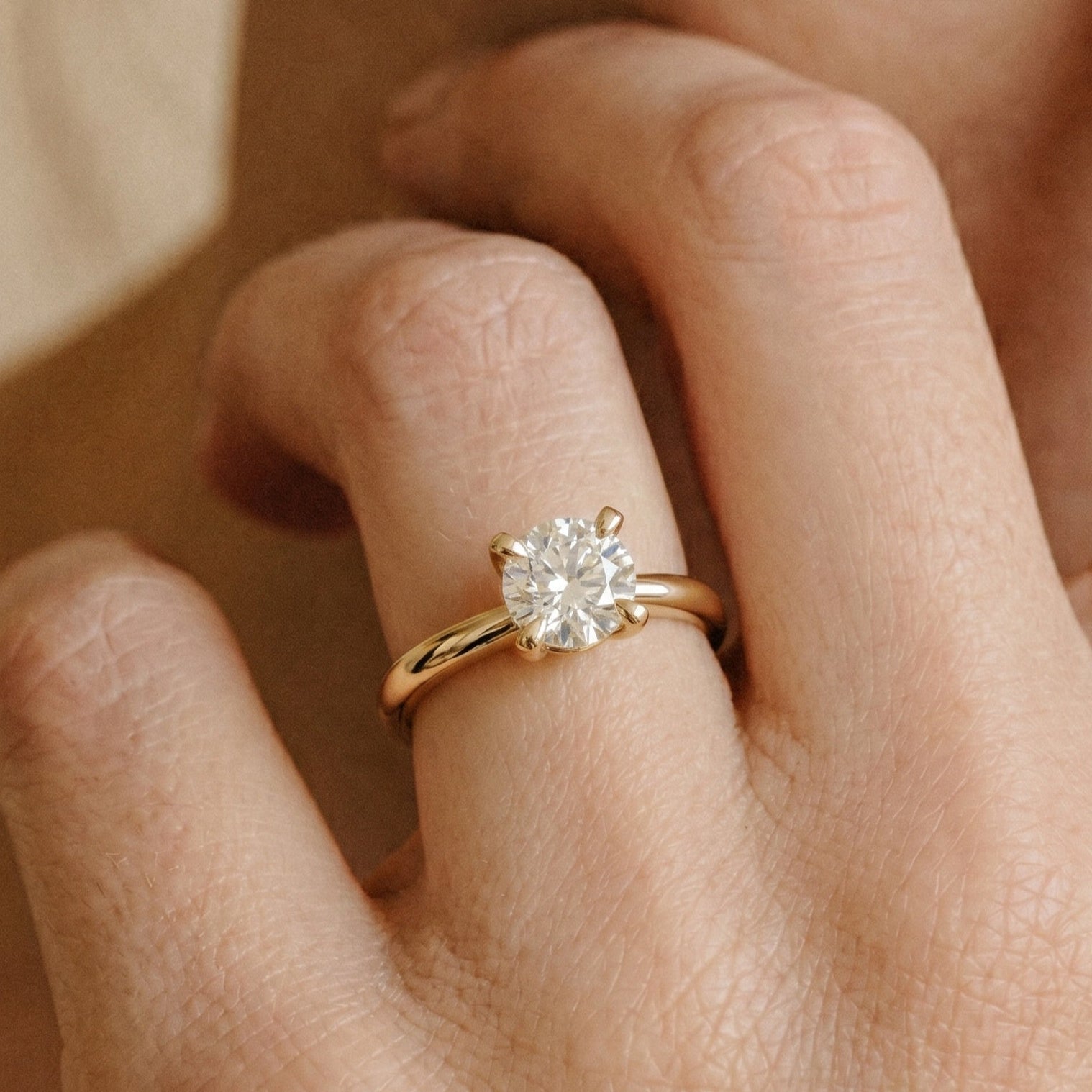 925 Sterling Silver 0.5 Carat Round Moissanite Stackable Engagement Promise Ring