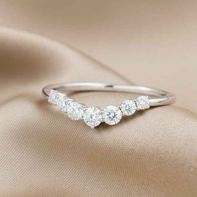 The Radiant Crown: 0.54ct Moissanite Chevron Nesting Band
