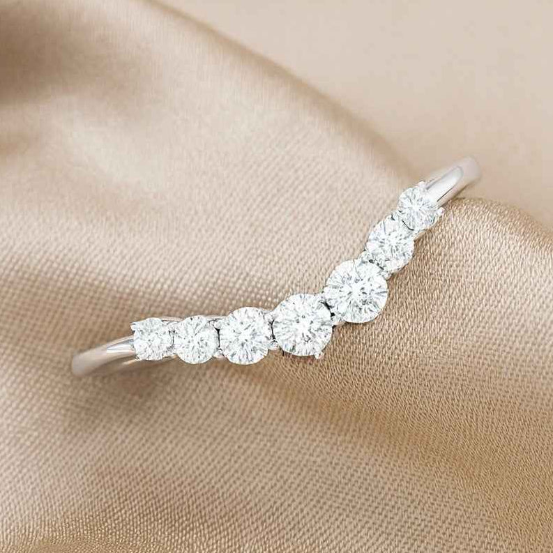 The Radiant Crown: 0.54ct Moissanite Chevron Nesting Band