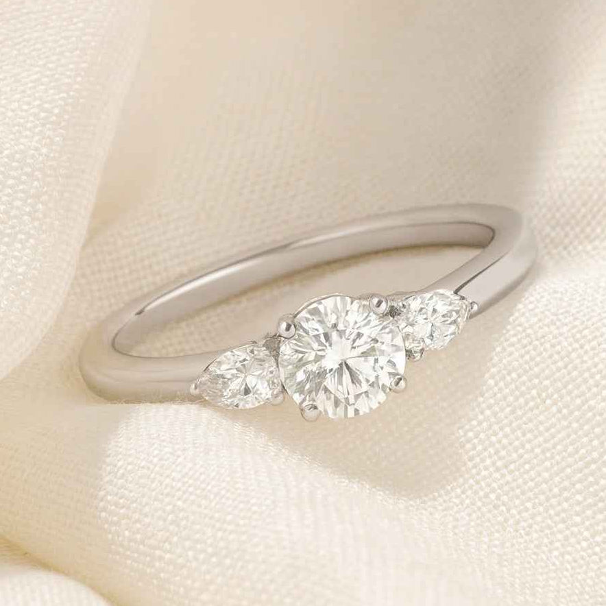 The Timeless Trinity: 0.42ct Moissanite Three-Stone Ring