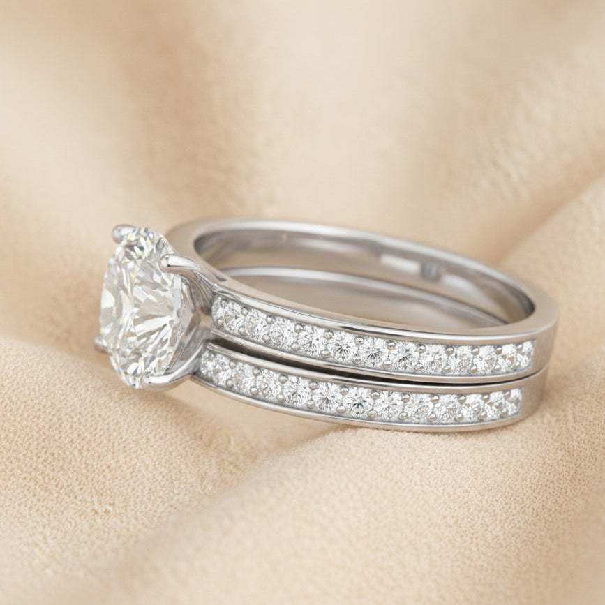 The Luminous Pair: 4.00ct Moissanite Pavé Bridal Set