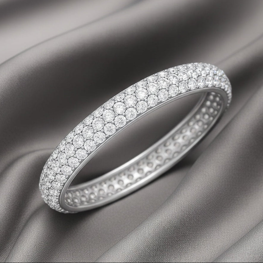 The Pave Brilliance: 1.64ct Moissanite Multi-Row Eternity Band