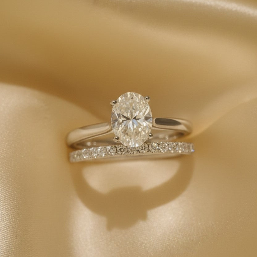 The Eternal Promise: 2.00ct Oval Moissanite Bridal Ring Set