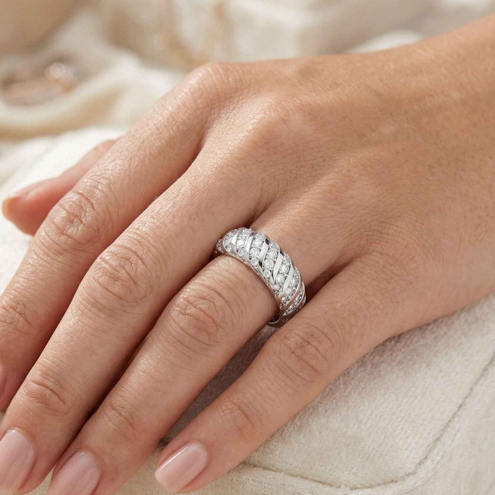 The Swirling Ribbon: 1.38ct Moissanite Dome Eternity Band