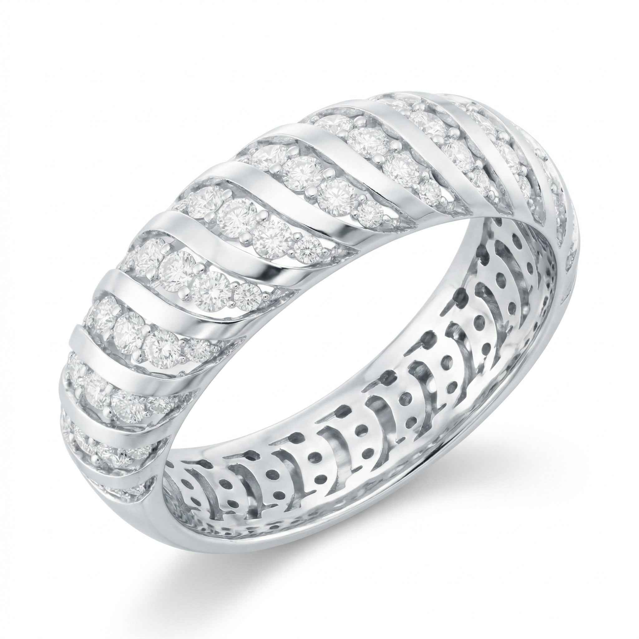 The Swirling Ribbon: 1.38ct Moissanite Dome Eternity Band