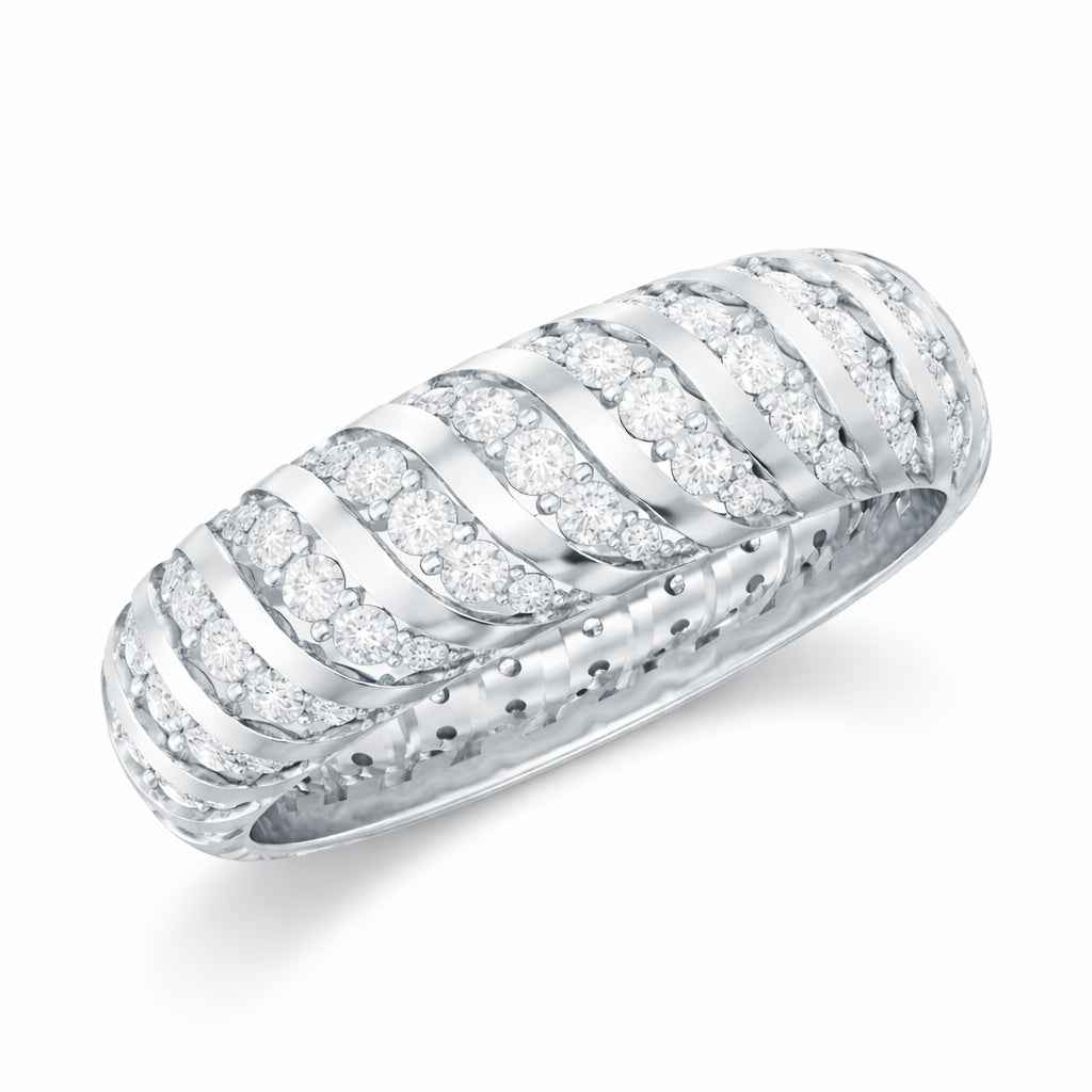 The Swirling Ribbon: 1.38ct Moissanite Dome Eternity Band