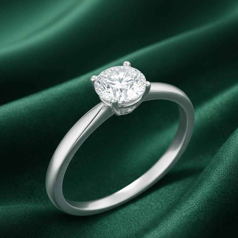 The Timeless Solitaire: 1ct Round Moissanite Engagement Ring