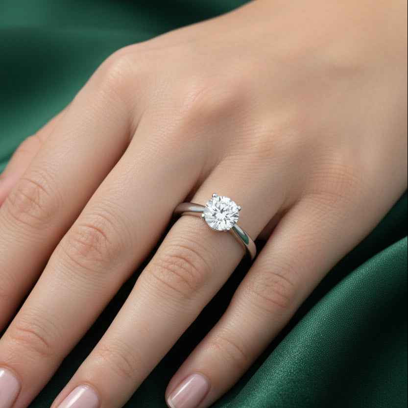 The Timeless Solitaire: 1ct Round Moissanite Engagement Ring