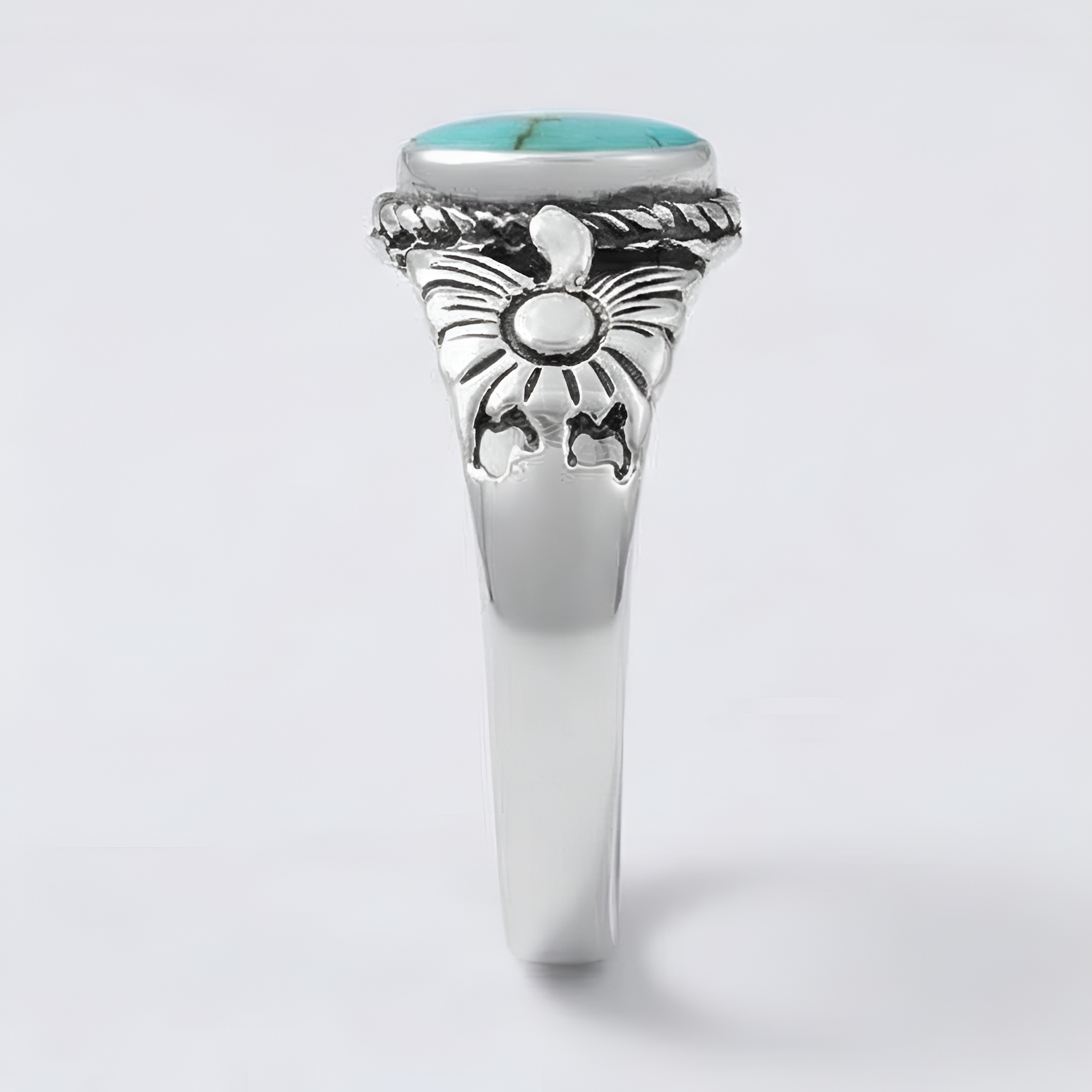 The Western Wildflower: Turquoise Carved Floral Ring