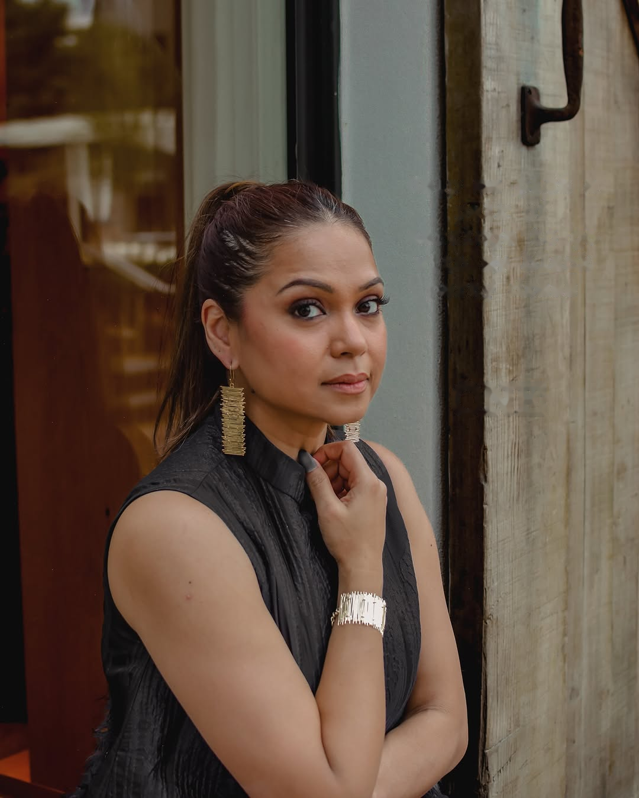 925 Silver Textured Bar Link Dangle Earrings